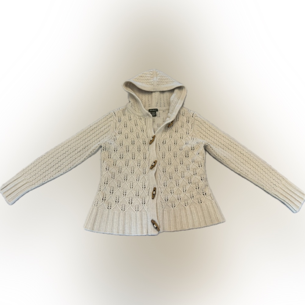 Eddie Bauer Cream Knit Cardigan Women’s XL Good Condition
